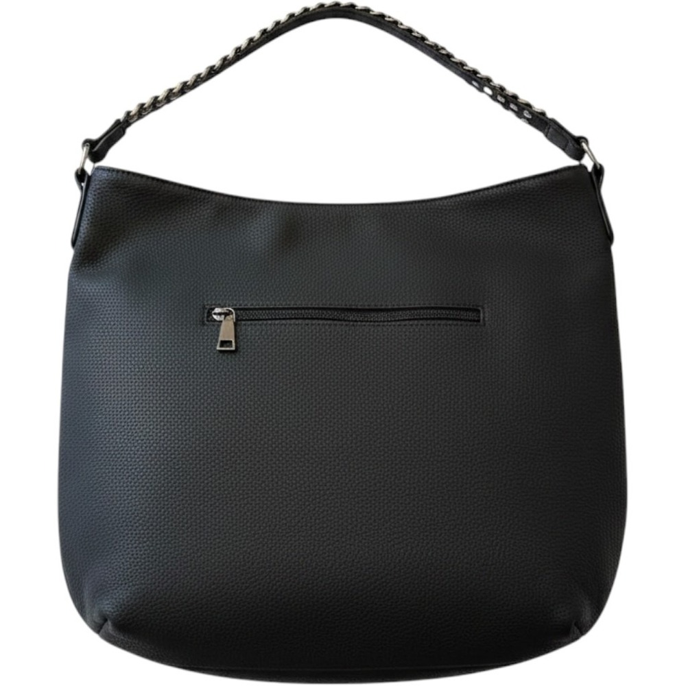 Wilsons Leather Hobo Bag Large Black Studded Strap Pebbled Edgy Grunge